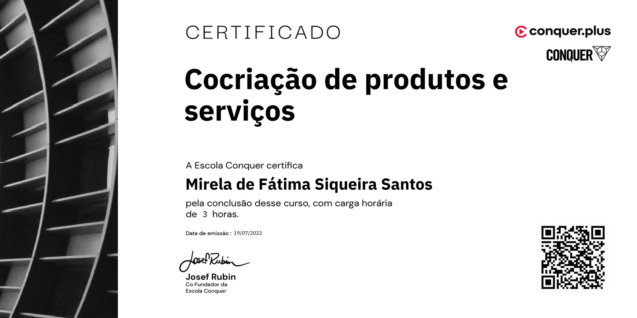 Certificado de Cocriação de produtos e serviços